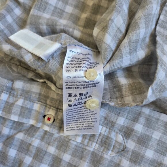 Tommy Hilfiger Button Down Shirt Mens Large Gray Plaid Slim Fit Long Sleeve - Picture 6 of 9